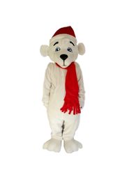 Hot high quality Real Pictures Deluxe christmas White bear mascot costume Mascot Cartoon Character Costume Adult Size free shipping