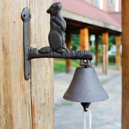 Rustic Brown Antique Wrought Iron Marmot Welcome Dinner Bell Windchime Wind Chime Primitive Garden Door Porch Cabin Lodg Vintage Decoration