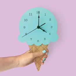 Nordic Ice Cream Wall Clocks Cartoon Mute Watch Wall Home Decor Kids Room Wall Decoration Cute Ornament Baby Gift Reloj De Pared