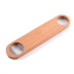 Bottle Opener Kitchen Tools Stainless Steel Wooden Handle Beer Openers Bar Tools Soda Beer Bottle Cap Opener LX6336