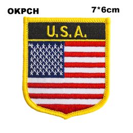 U.S.A. Flag Embroidery Iron on Patch Embroidery Patches Badges for Clothing PT0121-S
