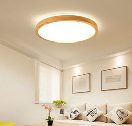 LED Ceiling Light Wood Round Square for Living Room Bedroom Indoor Lighting Fixture Surface Mounted Lamp Remote Control Dimmable MYY