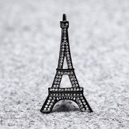 Ajojewel Full Rhinestone Eiffel Tower Decoration Brooches For Women Cardigan Pins Romantic Jewelry Gift