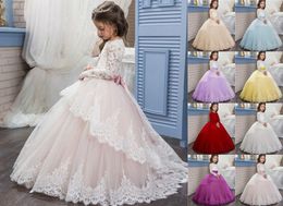 Crystal Girls Pageant Dress Floor Length Girl Communion Dress Kids Formal Wear Flower Girls Dresses for Wedding