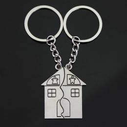 Couple Keychain House Key Ring Silver Lovers Love Key Chain Souvenirs Keyring Keys Holder Fashion Jewellery Accessories Valentine's Day Gift