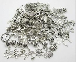 free ship 100Pcs/lot Tibetan Silver Alloy European Dangle Beads Charms Pendant For Jewelry Making