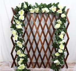 230cm Fake Silk Roses Ivy Vine Artificial Flowers with Green Leaves For Home Wedding Decoration Hanging Garland Decor