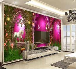 Custom Any Size 3d Wallpaper Fantasy Flower Arch White Horse Customised Romantic HD Beautiful Wall paper