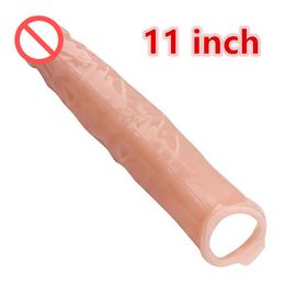 11 inch Huge Penis Extender Enlargement Reusable Penis Sleeve Sex Toys For Men Penis Girth Enhancer Relax Toy Best Gift