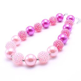 Fashion Pink Sparkle Bead Kid Chunky Necklace Fashion Toddlers Girls Bubblegum Bead Chunky Necklace Jewellery Gift For Children