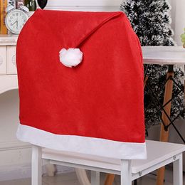 Santa Clause Red Colour Hat Back Covers Dinner Christmas Chair Caps For Xmas Home Party Decorations