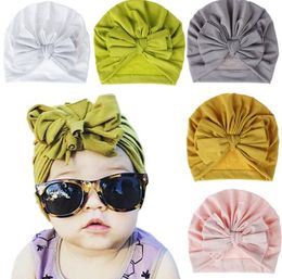 -Candy Colors Kinder Bogen Hut Solide Farbe Beanie Häkeln Mädchen Nette Hut Neugeborene Hutkappe