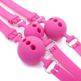 Bondage Pink Full Silicone Breathable Wiffle Ball Mouth Gag Adjustable Lockable Belt #R45