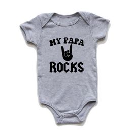 Papa Bear Hip Hop Newborn Baby Short Sleeve Bodysuit Romper Infant Summer Clothing Gray