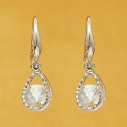 High quality shiny white zircon drop Female new Japanese and Korean popular temperament long short hypoallergenic earring ring