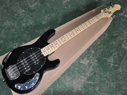 4 Strings Black body Electric Bass Guitar with Black Pickguard, Black pickups,Maple fingerboard,offer customized