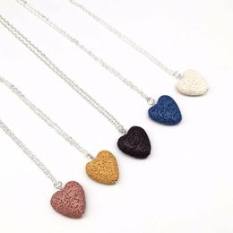 Fashion Black Lava Stone Love Heart Essential Oil Diffuser Necklace Aromatherapy Jewelry Necklaces