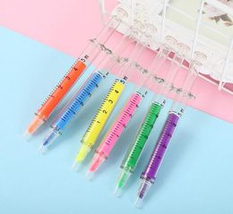 Creative Highlighter pens Syringe design markers Fluorescent pen Stationery scrapbook material School supplies