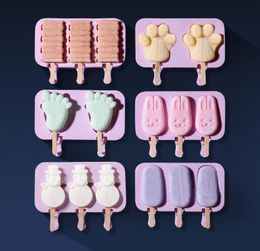 Silicone ice cream tray ice cube popsicle Mould christmas decoration DIY ice cream maker tool with 50 wooden sticks dropshipping GD339