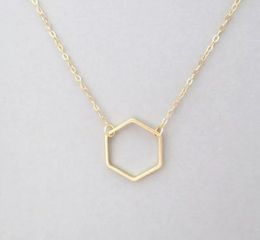 1 Simple Hollow Line Hexagon charm pendant necklace Cut Out Open Polygon lucky Geometric quadrilateral woman mother men's family gifts jewelry