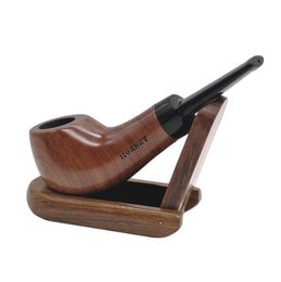 New mahogany smooth boutique pipe flannel bag packaging vintage curved portable filter cigarette holder smoking