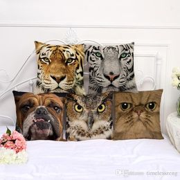 3D Animal printed pillow case 45*45cm cotton linen pillow cover 8 designs square sofa cushion cover car waist pillowcase home decor