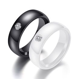 2020 New Fashion Ceramic Black White Lovers Ring Bands Diamond Matching Ring Bands for Men and Women Personalized Valentine Gifts Wholesale
