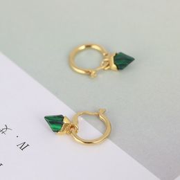 Fashion- Dangle earring with green trangle turquoise stone in 2.1cm earring and 52cm length necklace Jewellery PS6715