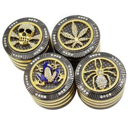 High-Quality Zinc Alloy 4 Layers Herb Grinder 52mm Diameter Grinders Skull Frog Spider Shape Herb Grinders Tobacco Crush