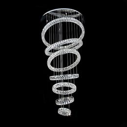 Luxury LED Cyrsatl Chandelier Lighting 7 Rings Ceiling Lamp for Living Room Modern Lustres De Cristal Home Decor Light