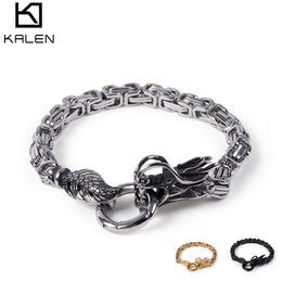 Double Dragon Head Bracelet Man Royal Link Chain Bracelets Men Stainless Steel Silver/Gold/Black Gift Jewellery