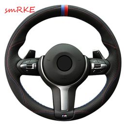 Black Suede Leather Car Steering Wheel Cover for BMW F87 M2 M3 F82 M4 M5 F13 M6 F85 X5 M X6 M F33
