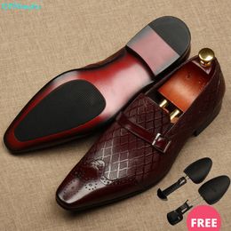 QYFCIOUFU Flat Italy Handmade formal shoes men Fashion Party Wedding Office Male Dress Shoe Genuine Leather oxford shoes for men