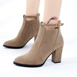 Hot Sale-Colour Women shoes Winter Autumn Casual Women High Heels Pumps Warm Ankle boots Botas Shoes Mujer Zapatos