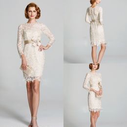 Elegant Full Lace Mother Of The Bride Dresses Long Sleeve Jewel Neck Sheath Evening Wedding Guest Custom Made Mother S Dress