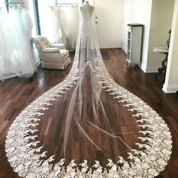 2020 Zuhair Murad 2 Tiers Long 3 M *1.5 M Cathedral Lace Edge Bridal Wedding Veil Free Shipping