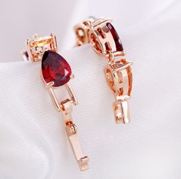 Fashion-Heart Cut Garnet Stone Inlay Peridot Zirconia Infinate Bracelets Bangles women Luxury Jewelry