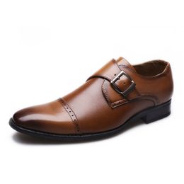 monk strap shoes oxford mens office shoes leather brown dress wedding shoes for men pointed evening dress big size fashion coiffeur zapatos
