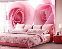 Custom 3D Wallpaper Mural Pink Rose Bedside Mural Bedroom Background Wall Wallpaper