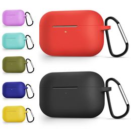 Ultra Thin Soft Silicone Protector Case Cover Sleeve Pouch With Anti-lost Buckle Hook For Airpods 1 2 3 pro Earphone