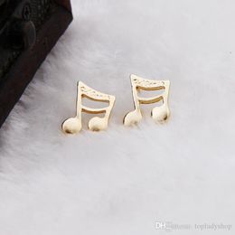 New fashion gold plated notes stud earring cute cat with tail crystal stud alloy earrings wholesale