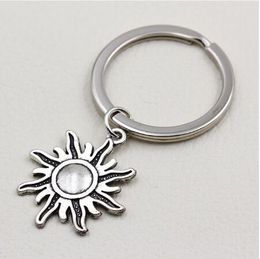 free ship Fashion 20pcs/lot Key Ring Keychain Jewelry Silver Plated Sun Charms Key Accessories