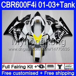 Body +Tank For HONDA CBR 600 F4i CBR 600F4i CBR600FS 600 FS 286HM.19 CBR600F4i 01 02 03 CBR600 F4i 2001 2002 2003 glossy white hot Fairings