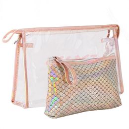 Women PVC Scale Cosmetic Bag Laser Dazzling Washiong Toiletry Kits Makeup Bag Female Travel Organizer Storage Bag ZC0090