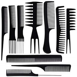 10pcs/Set Professional Hair Brush Comb Salon Barber Anti Static Coarse Fine Toothed Tail Hairbrush Hairdressing Combs Hair Care Styling Too