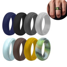 Silicone rings soft women mens bang ring camouflage color gym sport band fashion jewelry will and sandy drop ship