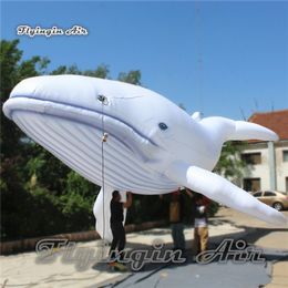 Customized White Inflatable Whale Model 4m/8m Hanging Marine Animal Balloon Giant Whale For Aquarium Decoration