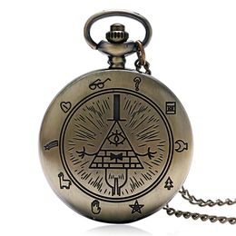 Vintage Eye of Providence Theme Bronze Quarz Pocket Watches All-seeing Eye Masonic Necklace Chain Quartz Watch For Men Women280R