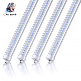 8ft LED Bulbs 45W(100W Equiv) Dual-End Powered Ballast Bypass 4800LM 6000K Cold White Clean Cover T8 T10 T12 Fluorescent Lights Bulbs