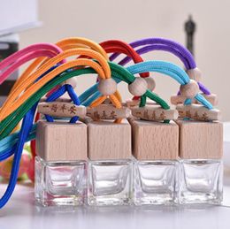 wholesale 6ML transparent bottles Quartet pendant glass Hanging Car Perfume Bottle Pendant Empty Refill Car Fragrances